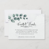 Funérailles coeur Merci Aquarelle Vert Feuilles (Devant)