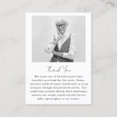 Funérailles commémoratives - Carte de remerciement (Dos)