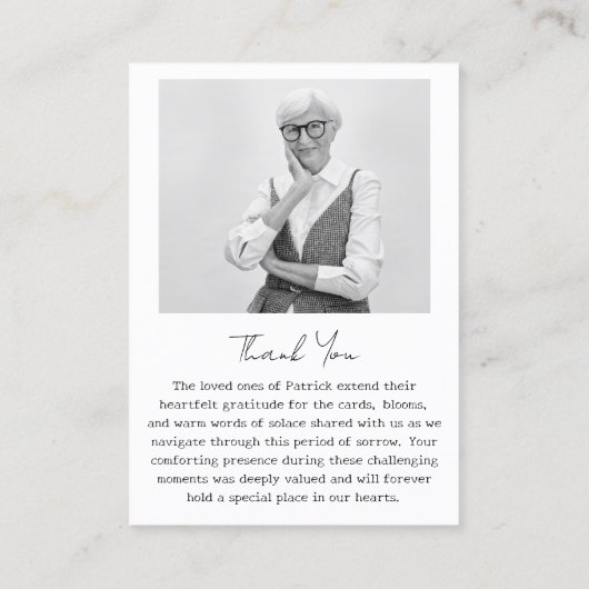 Funérailles commémoratives - Carte de remerciement (Dos)