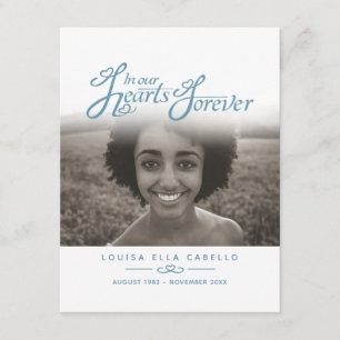 Funérailles dans nos coeurs bleu blanc carte de po