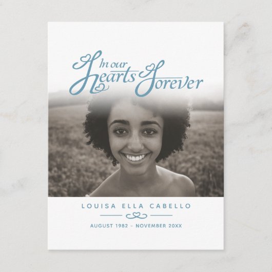 Funérailles dans nos coeurs bleu blanc carte de po (Devant)