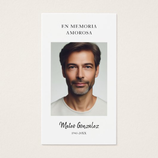 Funérailles en espagnol | Carte de prière photo En (Devant)