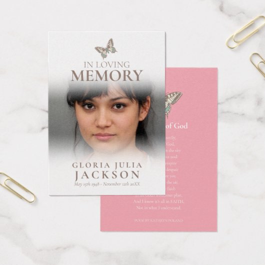 Funérailles en mémoire d'amour papillon poème rose (Bureau)