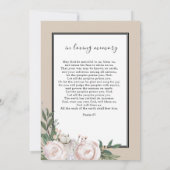 Funérailles Floral Beige Photo Memorial Programme (Dos)