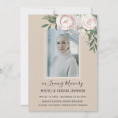 Funérailles Floral Beige Photo Memorial Programme (Devant)