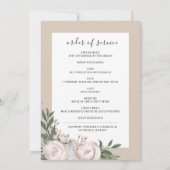 Funérailles Floral Beige Photo Memorial Programme (Dos)