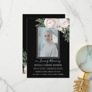 Funérailles Floral Black Photo Memorial Programme