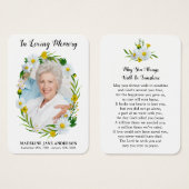 Funérailles Floral Daisy Photo Carte de prière com (Devant & derrière)