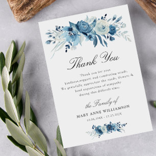 funérailles florales bleu poussiéreux merci note