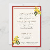 Funérailles florales, Programme de l'Ordre du serv (Dos)
