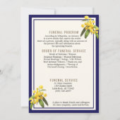 Funérailles florales, Programme de l'Ordre du serv (Dos)