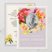 Funérailles florales, Programme de l'Ordre du serv (Devant / Derrière)