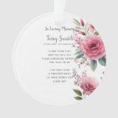 Funérailles florales roses / Ornement commémoratif (devant)