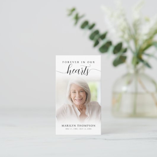 Funérailles Forever Hearts Script Carte de prière  (Debout devant)