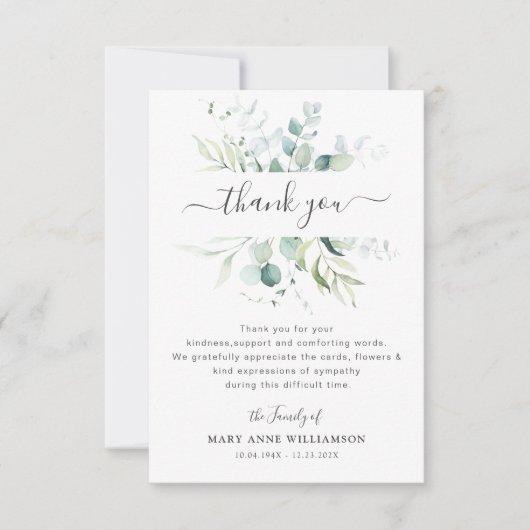 funérailles green folige merci note (Devant)