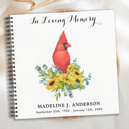 Funérailles Livre d'or Memorial Sunflowers Cardina