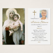 Funérailles Madonna de la prière Rose Cartes de Sy (Devant & derrière)