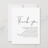 Funérailles manuscrites Bereavement Merci Note (Devant)