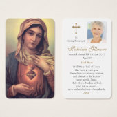 Funérailles Marie Sacré Coeur Prière Cartes de Sym (Devant & derrière)