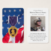 Funérailles Médaille du coeur pourpre Prière Carte (Devant & derrière)