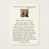 Funérailles Mémorial Jésus Prière Carte Sainte (Dos)