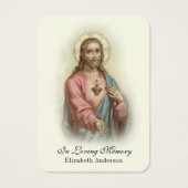 Funérailles Mémorial Jésus Prière Carte Sainte (Devant)