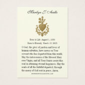 Funérailles Mémorial Jésus prière Photo (Dos)