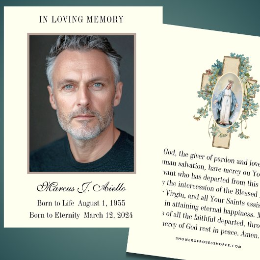 Funérailles Mémorial Marie Prière Carte Sainte