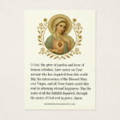 Funérailles Memorial Mary Prayer Photo (Dos)