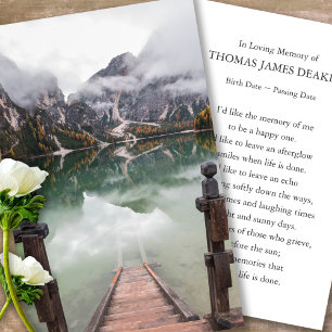 Funérailles Memorial Mountain Prayer Cartes de Sym