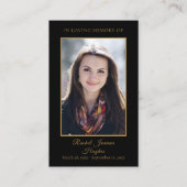 Funérailles Mémorial Noir Gold Carte de prière pho (Devant)