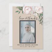  Funérailles Mémorial Photo Rose beige Carte de re (Devant)