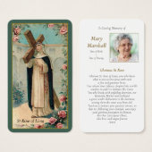 Funérailles Memorial St Rose Prayer Cartes de Symp (Devant & derrière)