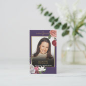 Funérailles Mémorial violet Floral Cartes de prièr (Debout devant)