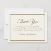 Funérailles Merci note Bordure d'or | Bereavement (Devant)