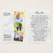 Funérailles modernes 3 Photo Carte de prière commé (Devant & derrière)