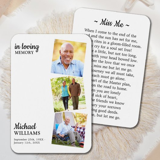 Funérailles modernes 3 Photo Carte de prière commé