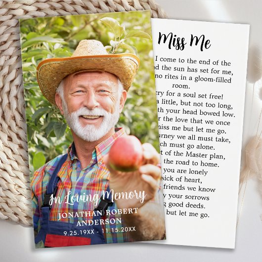 Funérailles modernes Carte de prière commémorative