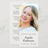 Funérailles modernes | Carte de voeux Poem Photo M (Devant / Derrière)