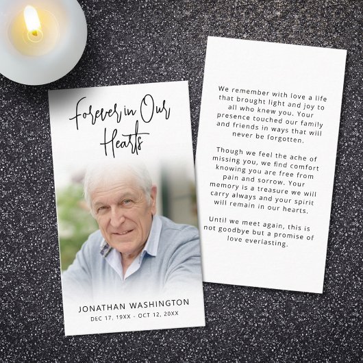 Funérailles modernes Coeurs Forever Carte de prièr