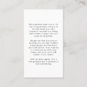 Funérailles Modernes En Mémoire Amoureuse Carte de (Dos)