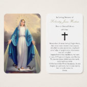 Funérailles Notre Dame de grâce Prière Cartes de S (Devant & derrière)