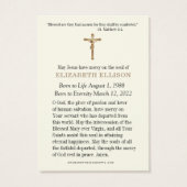 Funérailles Photo carte de prière catholique (Dos)