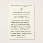 Funérailles Photo carte de prière catholique (Dos)