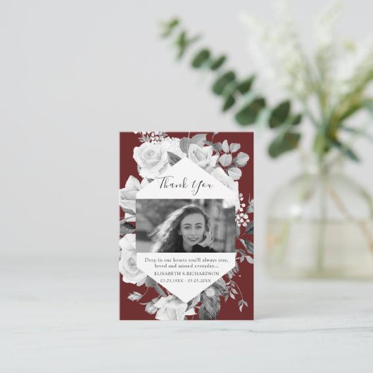 Funérailles Photo Memorial Floral Carte de remerci (Debout devant)