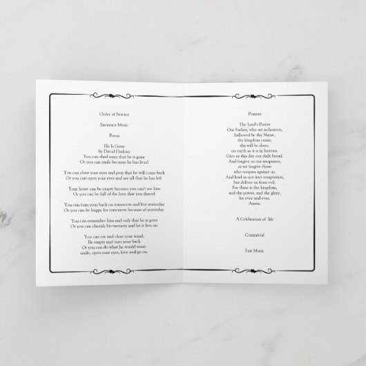 Funérailles | Programme d'ordre de service classiq (Intérieur)
