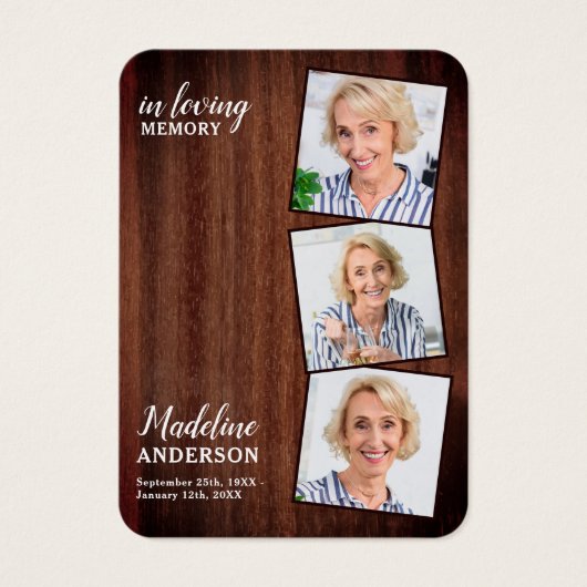 Funérailles rustiques 3 photos Carte de prière com (Devant)