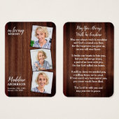Funérailles rustiques 3 photos Carte de prière com (Devant & derrière)