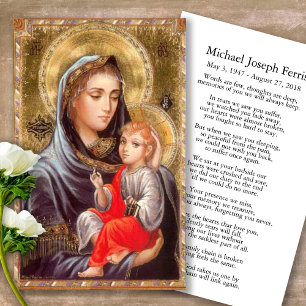 Funérailles Sainte Mère Prière Sympathie Cartes