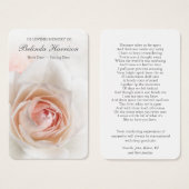 Funérailles Soft Rose Rose Prière Cartes de Sympat (Devant & derrière)
